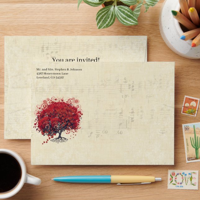 Red Heart Tree Envelopes (Desk)