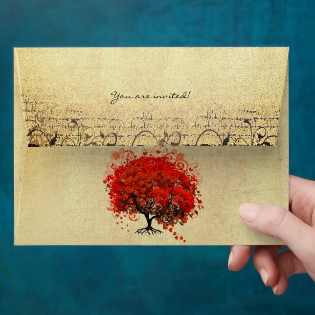 Red Heart Tree Envelopes (Hand)