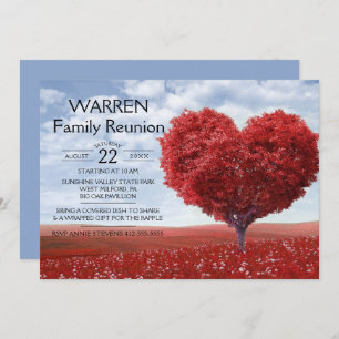 Red Heart Tree Family Reunion Invitation