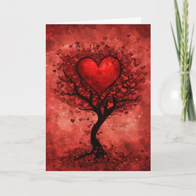 Red Heart Tree Holiday Card (Front)