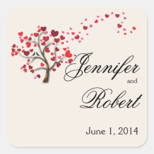Red Heart Tree on Ivory Envelope Seal