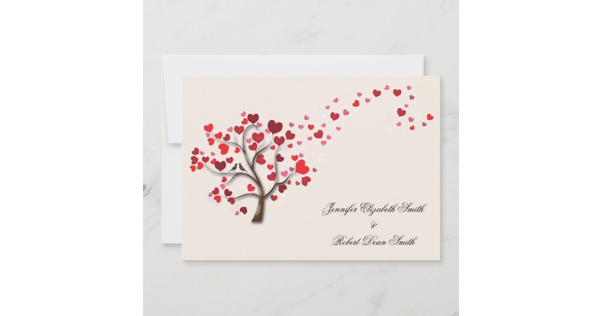Red Heart Tree on Ivory Wedding Invitation | Zazzle
