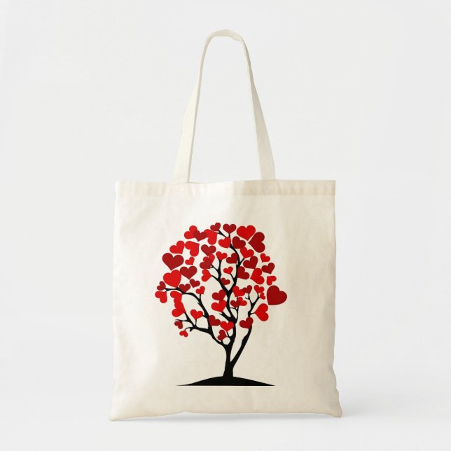 Red Heart Tree Tote Bag (Front)