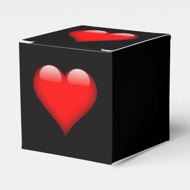 Red Heart Trendy Love Wedding Favour Box (Front Side)