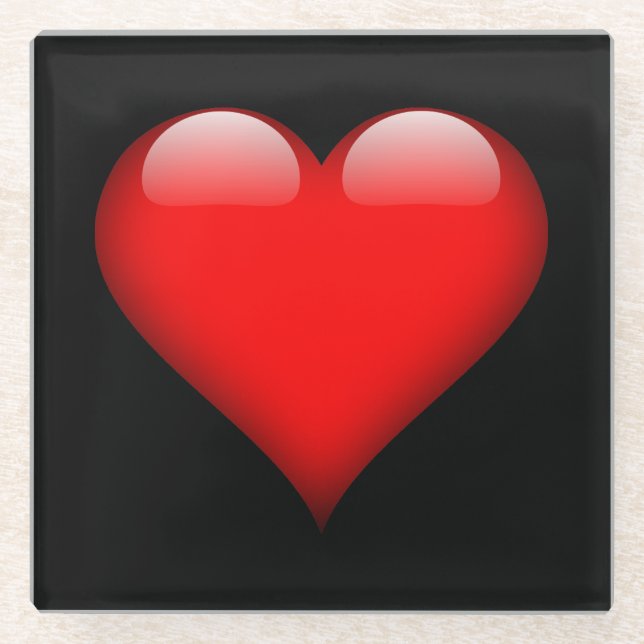 Red Heart Trendy Love Wedding Glass Coaster (Front)