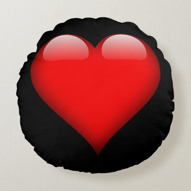 Red Heart Trendy Love Wedding Round Cushion (Front)
