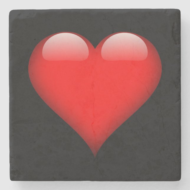Red Heart Trendy Love Wedding Stone Coaster (Front)