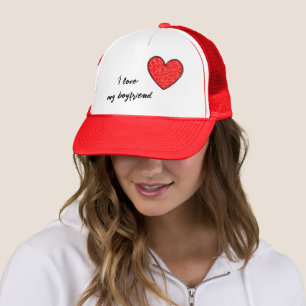 Red heart trucker hat
