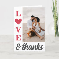 Red Heart Typography Love & Thanks Wedding Photo