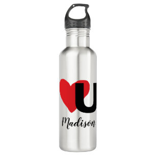 Red Heart U Love Valentine's Day Monogrammed Name 710 Ml Water Bottle