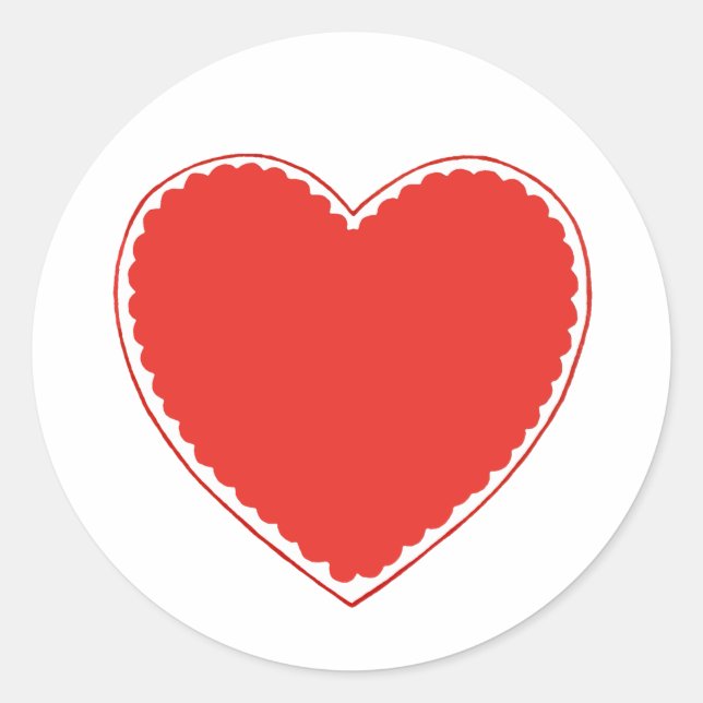 Red Heart Valentine Classic Round Sticker (Front)