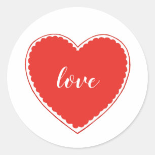 Red Heart Valentine Love Classic Round Sticker