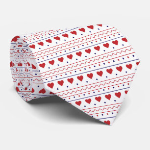 Red heart valentine love pattern tie