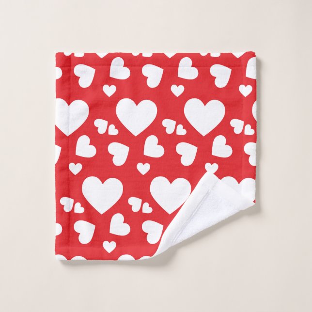 Red Heart Valentine Retro Colourful Love Gift Wash Cloth (Wash Cloth)