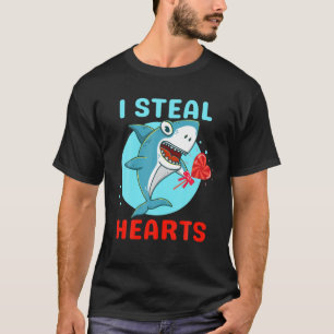 Red Heart Valentine Shark I Steal Hearts Boys Girl T-Shirt