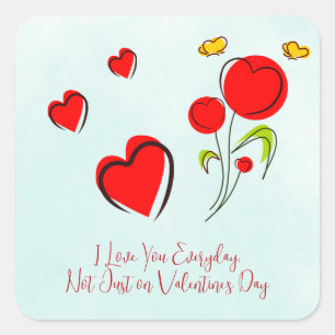 Red heart Valentine Square Sticker