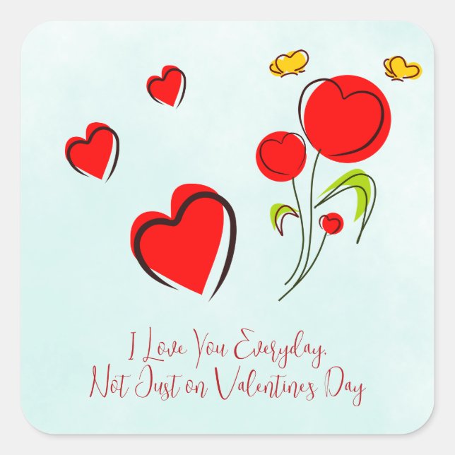 Red heart Valentine Square Sticker (Front)