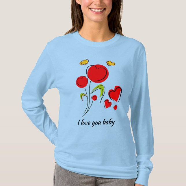 Red heart Valentine T-Shirt (Front)