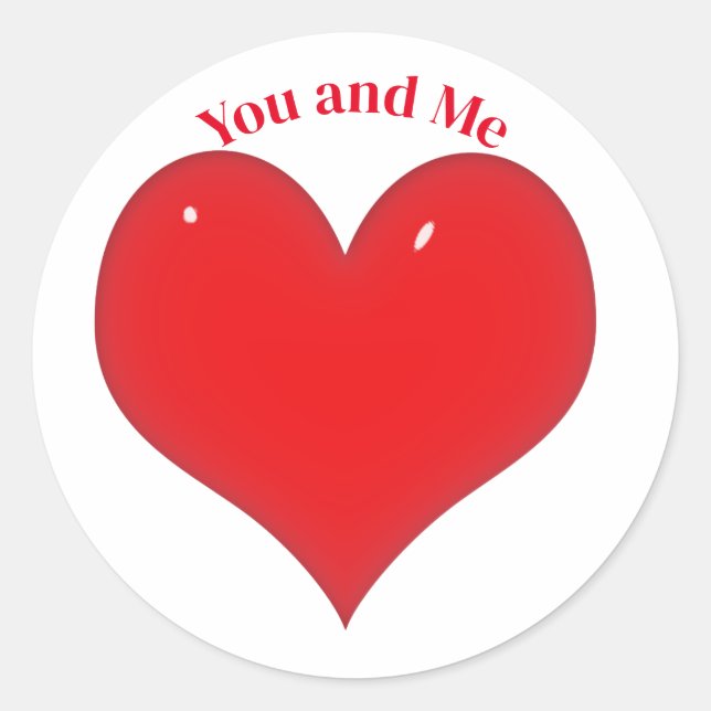 Red Heart Valentine's Day Classic Round Sticker (Front)