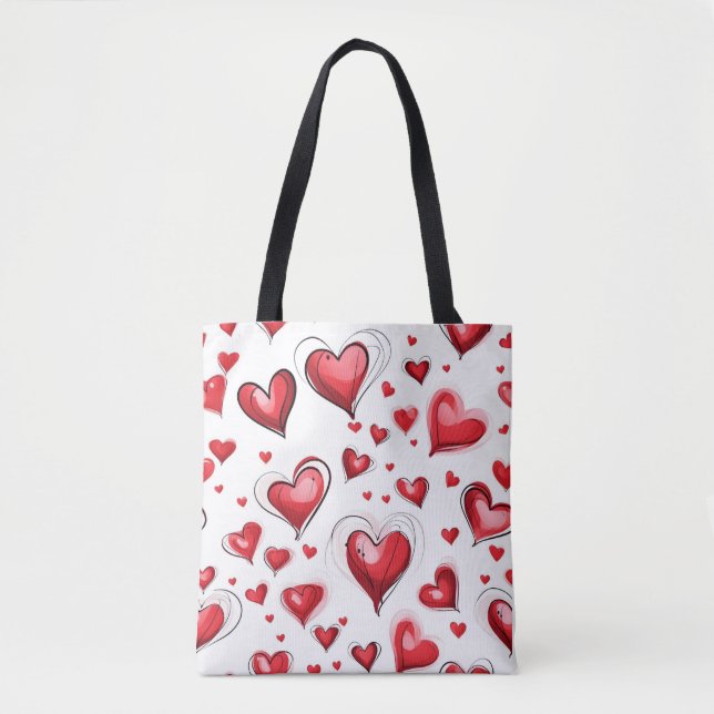 Red heart Valentine's Day collage Tote Bag (Front)