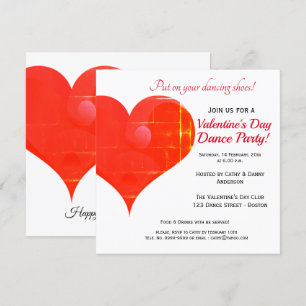Red Heart Valentine's Day Dance Party Invitation