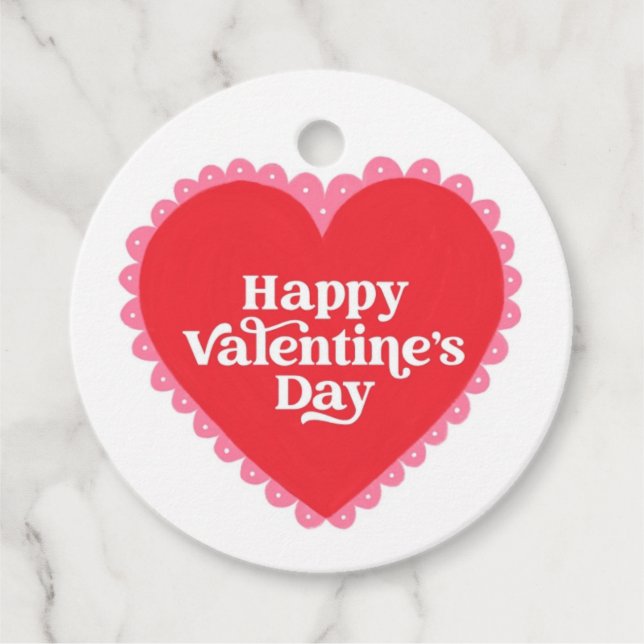 Red Heart Valentine's Day Favour Tags (Front)