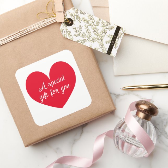 Red heart Valentine's day gift stickers (Gifting)