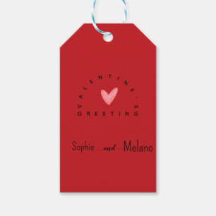 Red Heart Valentine's Day Greeting Gift tag 
