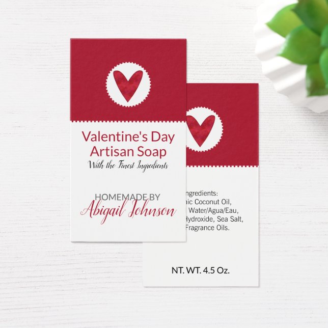 Red Heart Valentine's Day Homemade Handmade Soap (Desk)