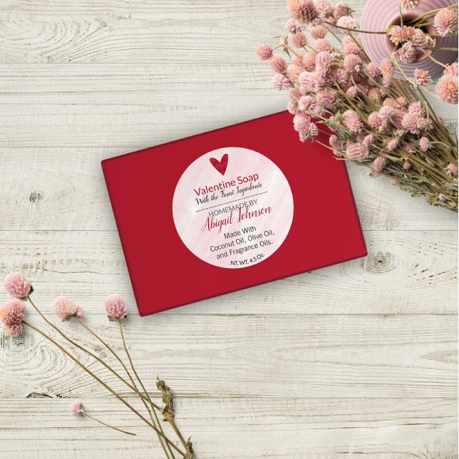 Red Heart Valentine's Day Homemade Handmade Soap Classic Round Sticker (Creator Uploaded)