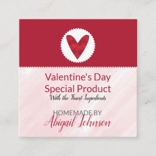 Red Heart Valentine's Day Homemade Handmade Soap Square Business Card
