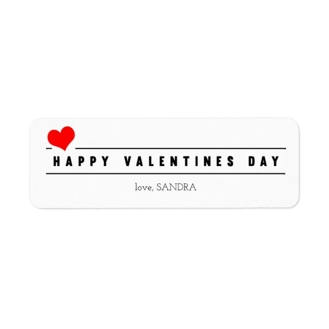 Red Heart Valentine's Day Label (Front)