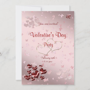 Red heart Valentine's Day Party invitation