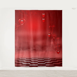 Red Heart Valentine's Day Photo Backdrop Tapestry