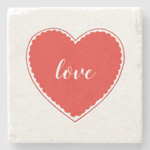 Red Heart Vintage Valentine Love Stone Coaster