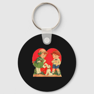 Red Heart Vintage Valentine's Day Shirt Women Girl Key Ring