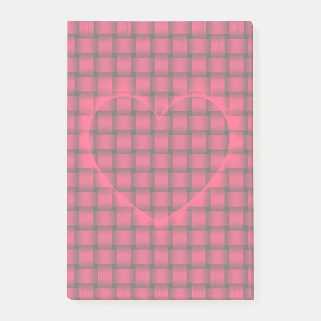 Red Heart w/American Rose Colour Weave Pattern Post-it Notes (Front)