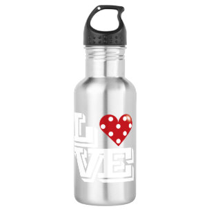 Red Heart w/ polka dots LOVE 532 Ml Water Bottle