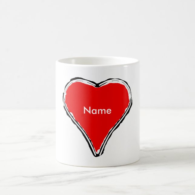 Red heart waiting for a name coffee mug (Center)