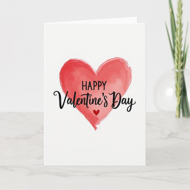 Red Heart Watercolor Pattern Card (Front)