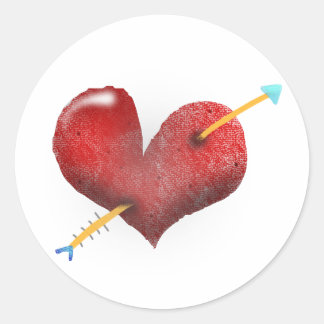 Red Heart Wedding Classic Round Sticker