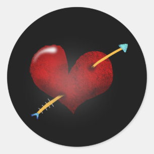 Red Heart Wedding Classic Round Sticker
