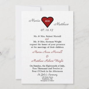 Red Heart Wedding Invitation