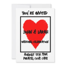 RED HEART WEDDING INVITATIONS CUSTOM