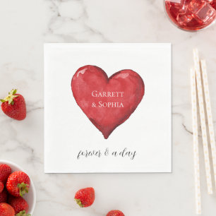 Red Heart Wedding Napkin