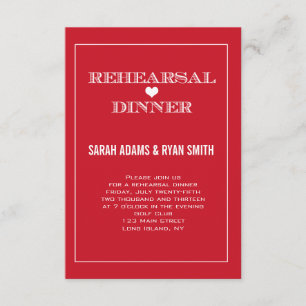 Red Heart Wedding Rehearsal Dinner Invitations