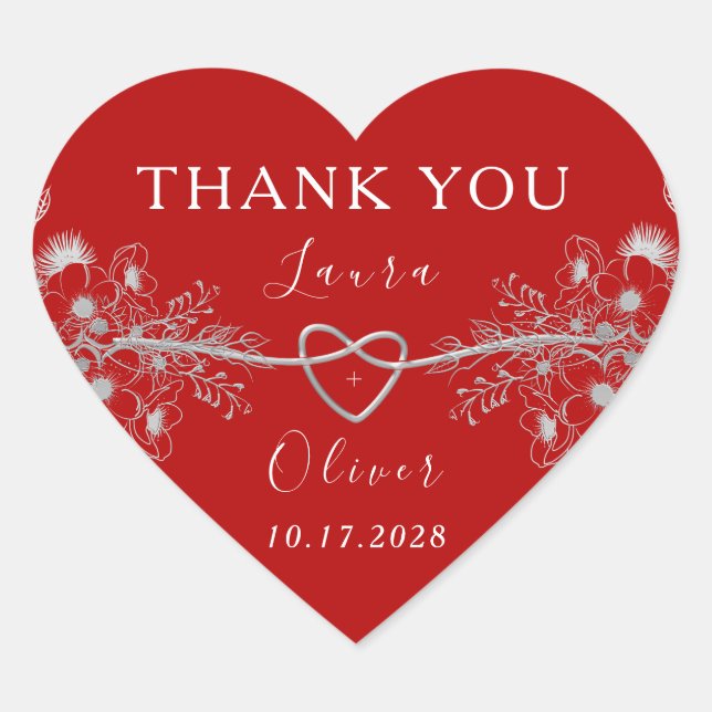 Red Heart Wedding Sticker (Front)