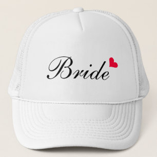 Red Heart White Customisable Bride Hat