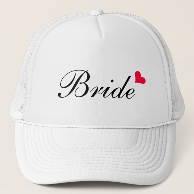 Red Heart White  Customisable Bride Hat (Front)