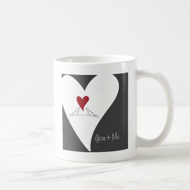 Red Heart White Doves in Love Rustic Modern Coffee Mug (Right)